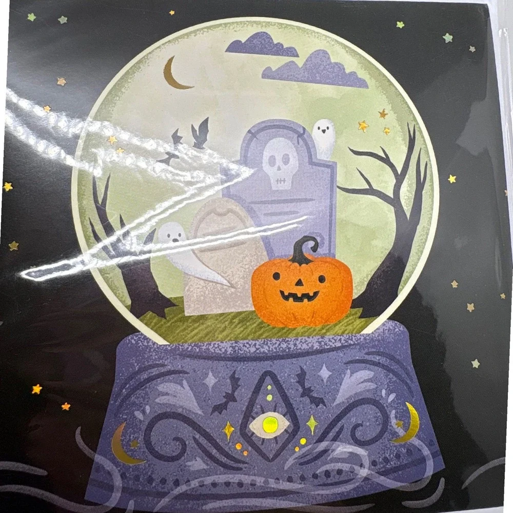 Up With‎ Paper Treasures Pop-Up Halloween Crystal Ball Greeting Card New Ghost